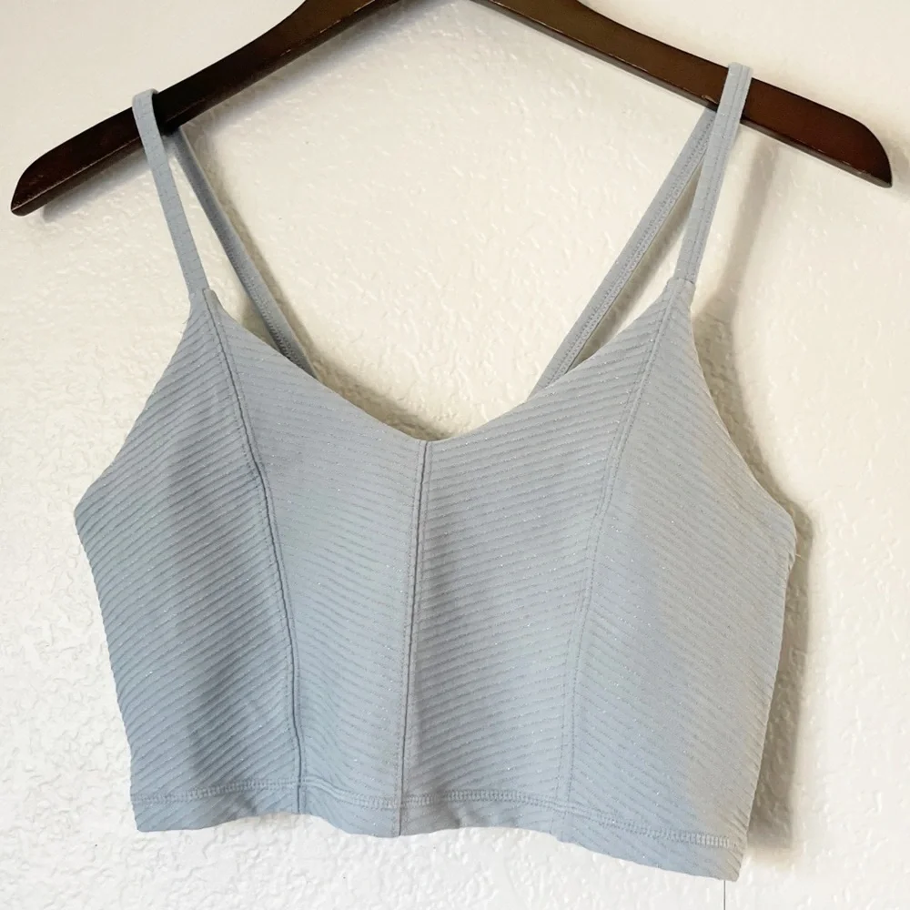 NWT GLYDER Charge Bra Blue Silver Shimmer Large